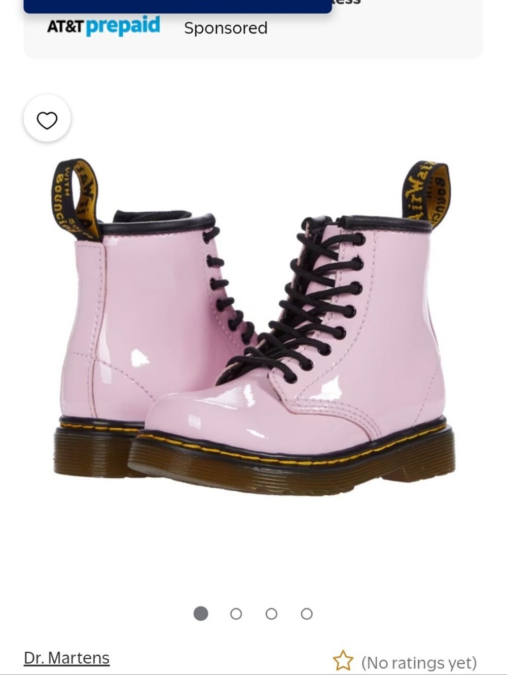 Dr. Martens Ladies' Pink Patent Lace-Up Boots